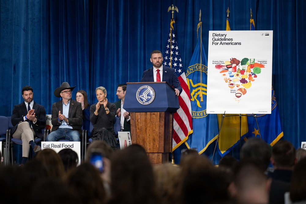 The U.S. Department of Health and Human Services Secretary Robert F. Kennedy, Jr. and U.S. Department of Agriculture Secretary Brooke Rollins announced the new food pyramid