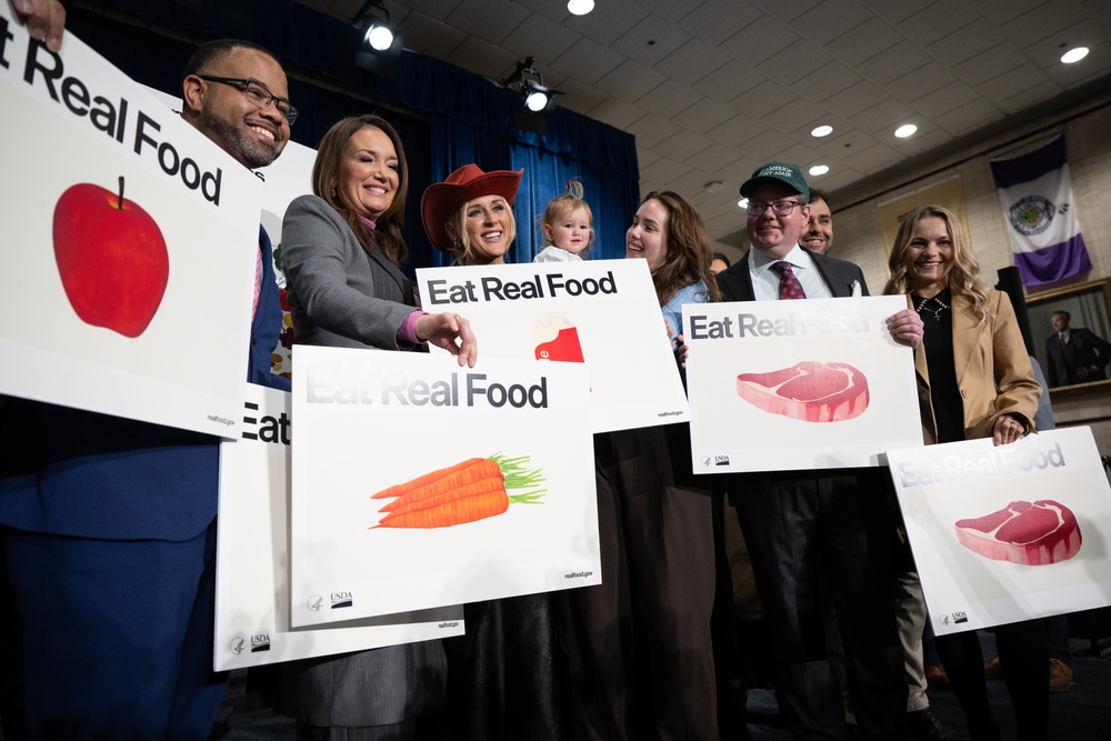 The U.S. Department of Health and Human Services Secretary Robert F. Kennedy, Jr. and U.S. Department of Agriculture Secretary Brooke Rollins announced the new food pyramid