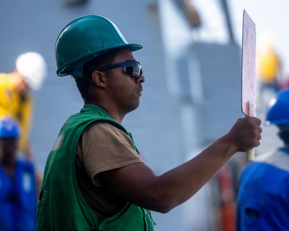 USS Rafael Peralta conducts Replenishment-at-Sea with USNS John Lewis