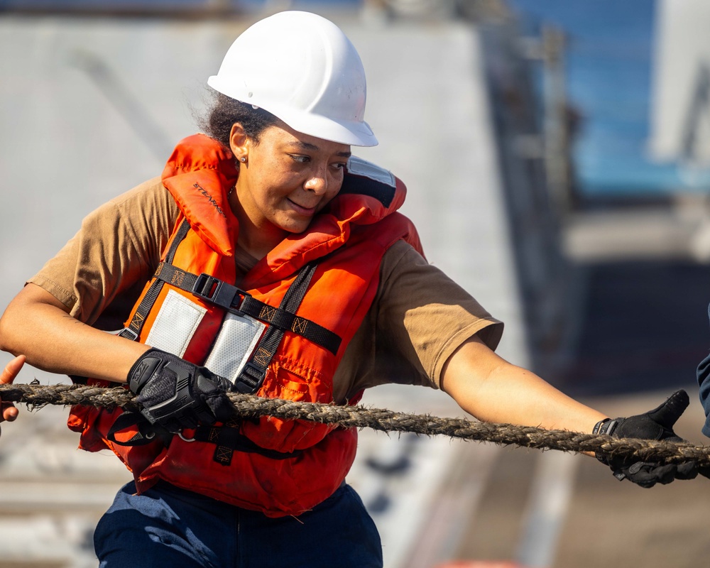 USS Rafael Peralta Replenishment-at-Sea with USNS John Lewis