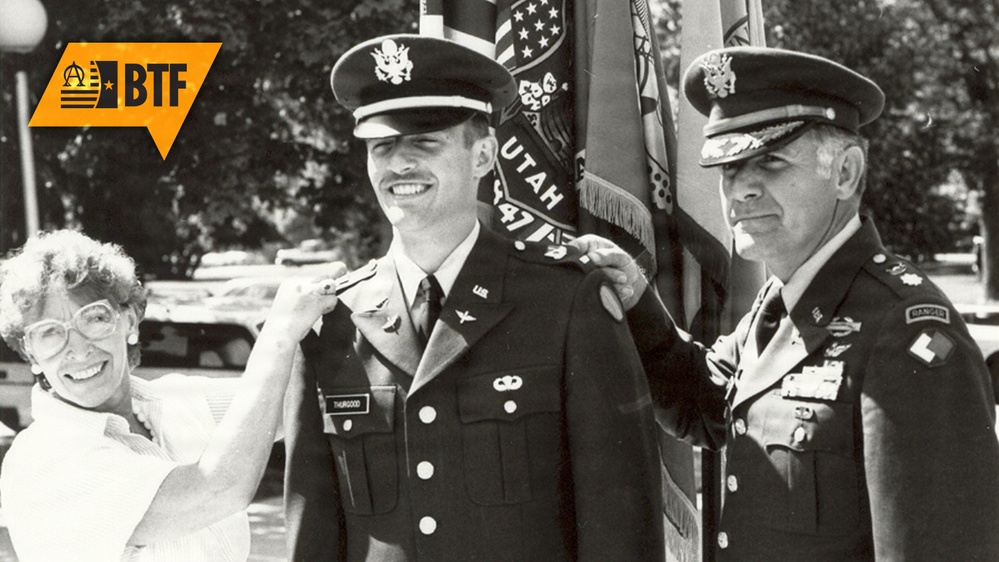 Ret. Lt. Gen. Neil Thurgood commissioned as 2nd Lt. with his father’s 2nd Lt. bars