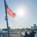 Scouts attend future USS Cleveland morning colors during commissioning week
