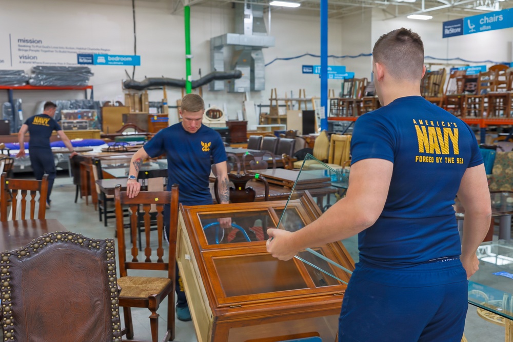 Charlotte Navy Week Sailors volunteer at Habitat for Humanity ReStore