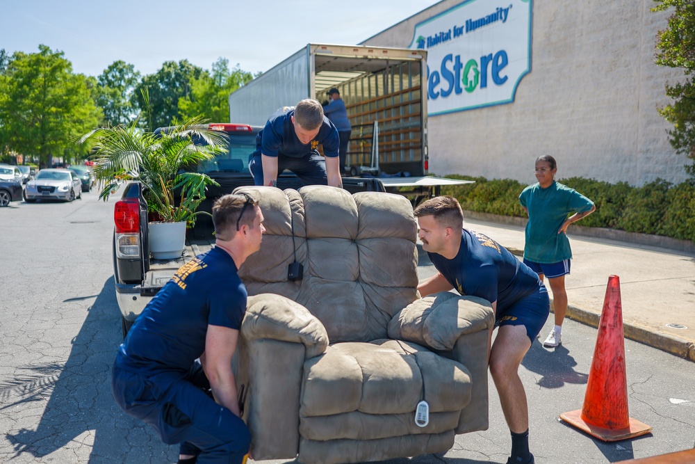 Charlotte Navy Week Sailors volunteer at Habitat for Humanity ReStore