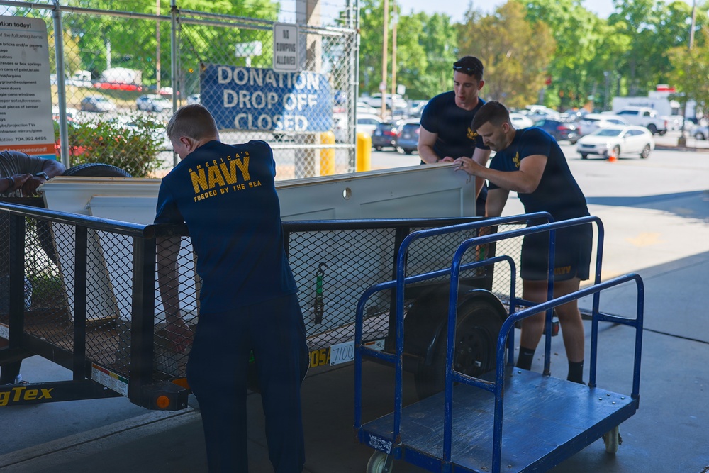 Charlotte Navy Week Sailors volunteer at Habitat for Humanity ReStore