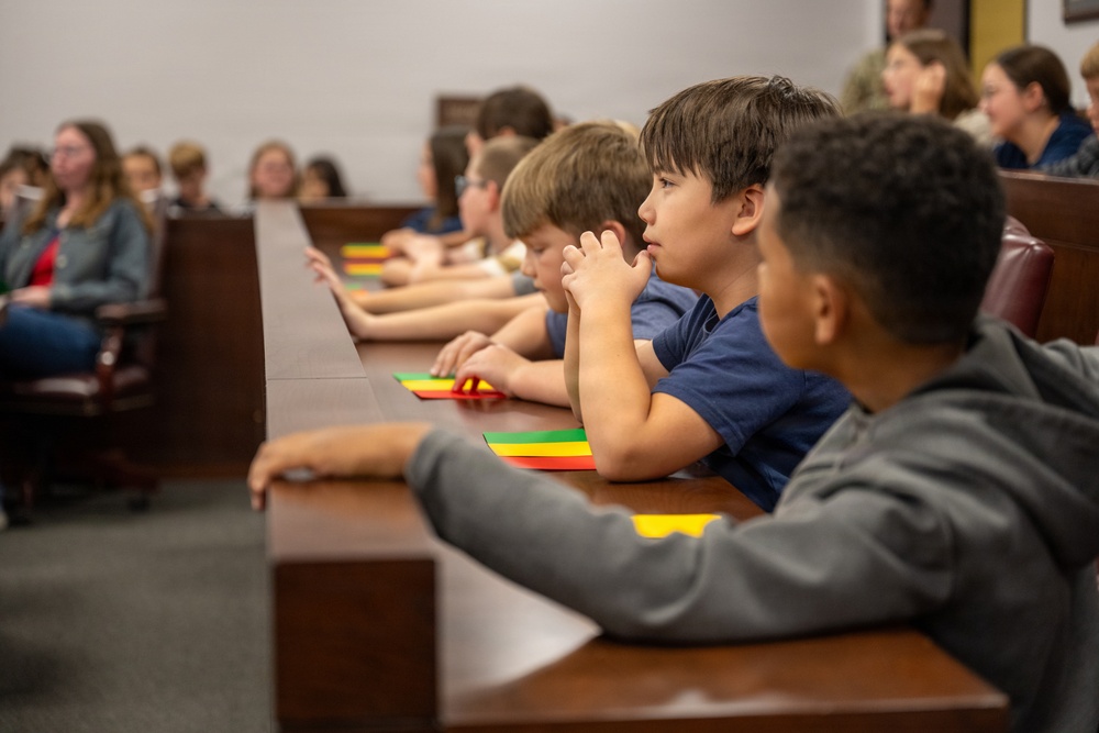 Local elementary school students participate in Law Day mock trial at Altus