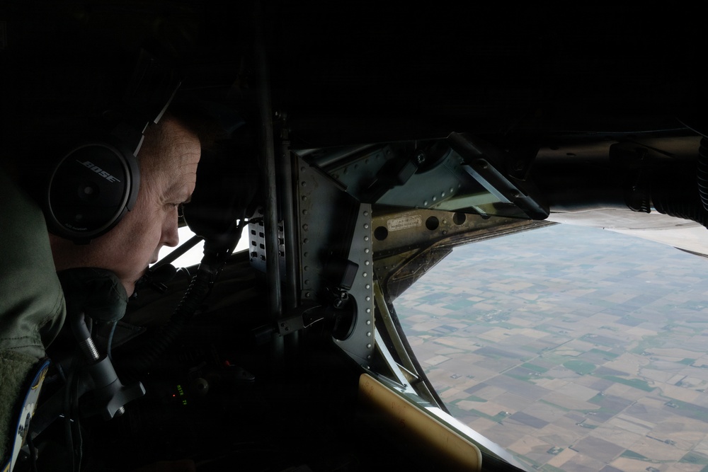 Boom operators looks out a KC-135 Stratotanker