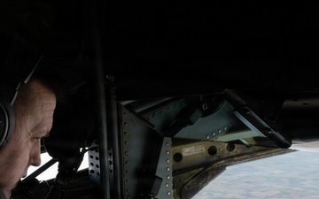 Boom operators looks out a KC-135 Stratotanker