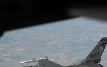 F-16 departs after aerial refueling