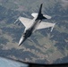F-16 departs after aerial refueling