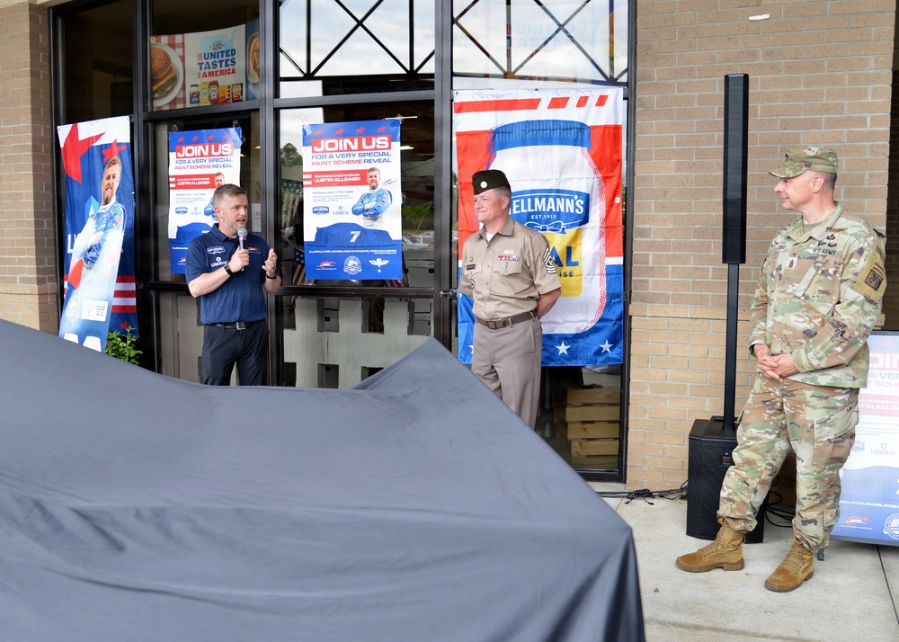 Fort Bragg Hosts Justin Allgaier for Commissary Branded Car Reveal