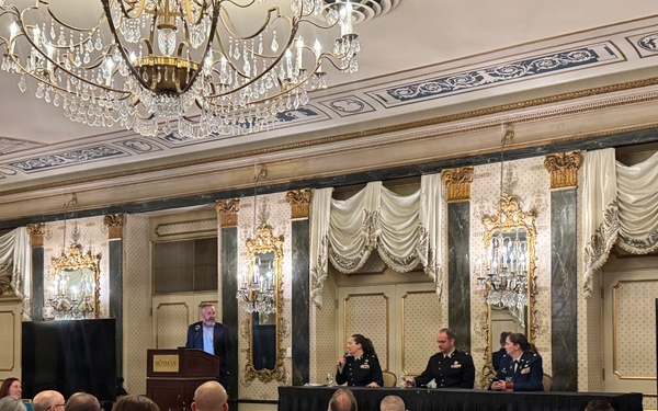 Members of the United States Space Force participate in a panel discussion at Space Symposium