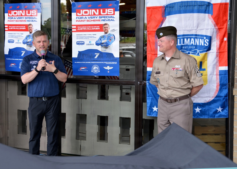 Fort Bragg Hosts Justin Allgaier for Commissary Branded Car Reveal