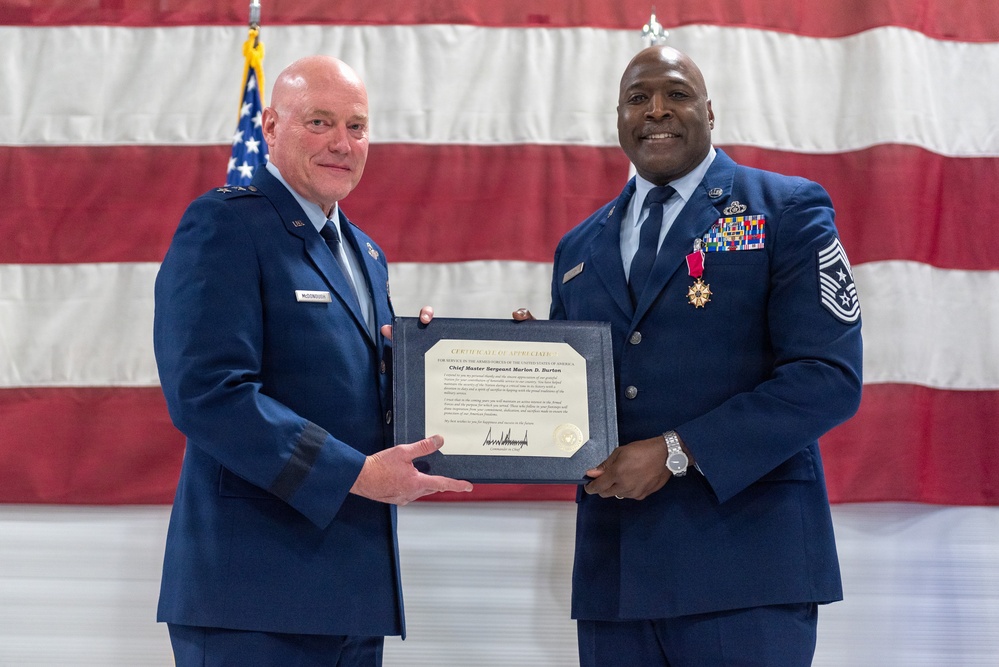 Chief Master Sgt. Marlon Burton retirement ceremony May 3, 2026