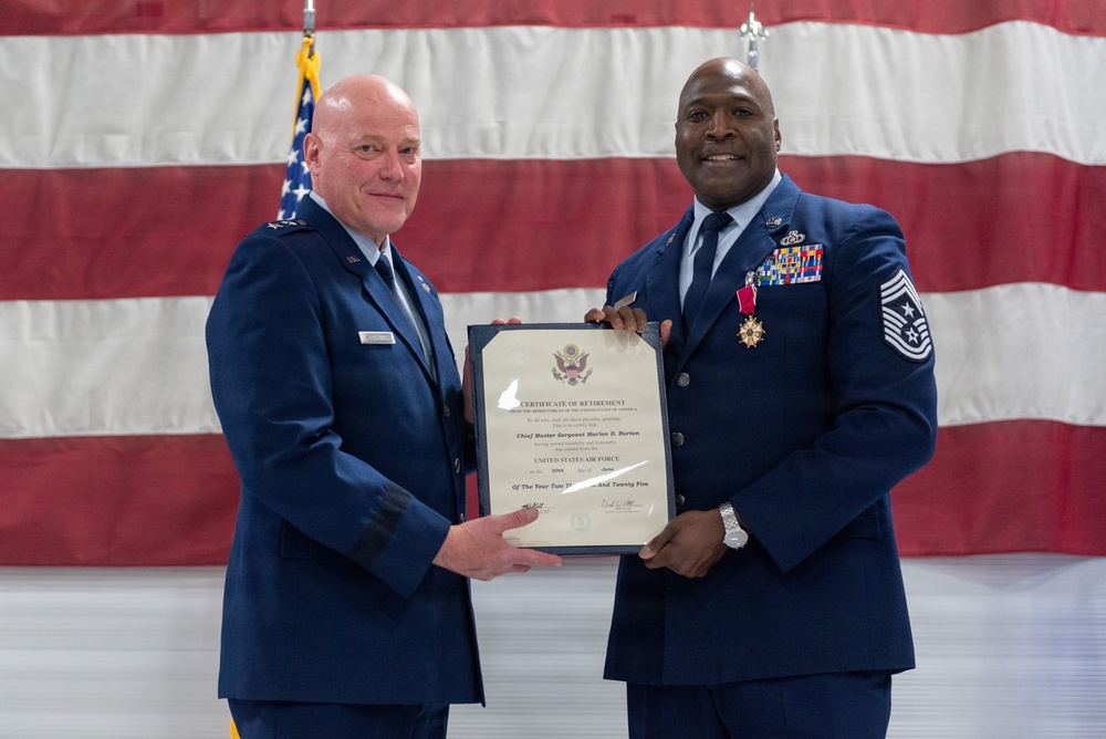 Chief Master Sgt. Marlon Burton retirement ceremony May 3, 2026