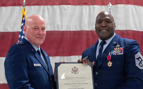 Chief Master Sgt. Marlon Burton retirement ceremony May 3, 2026