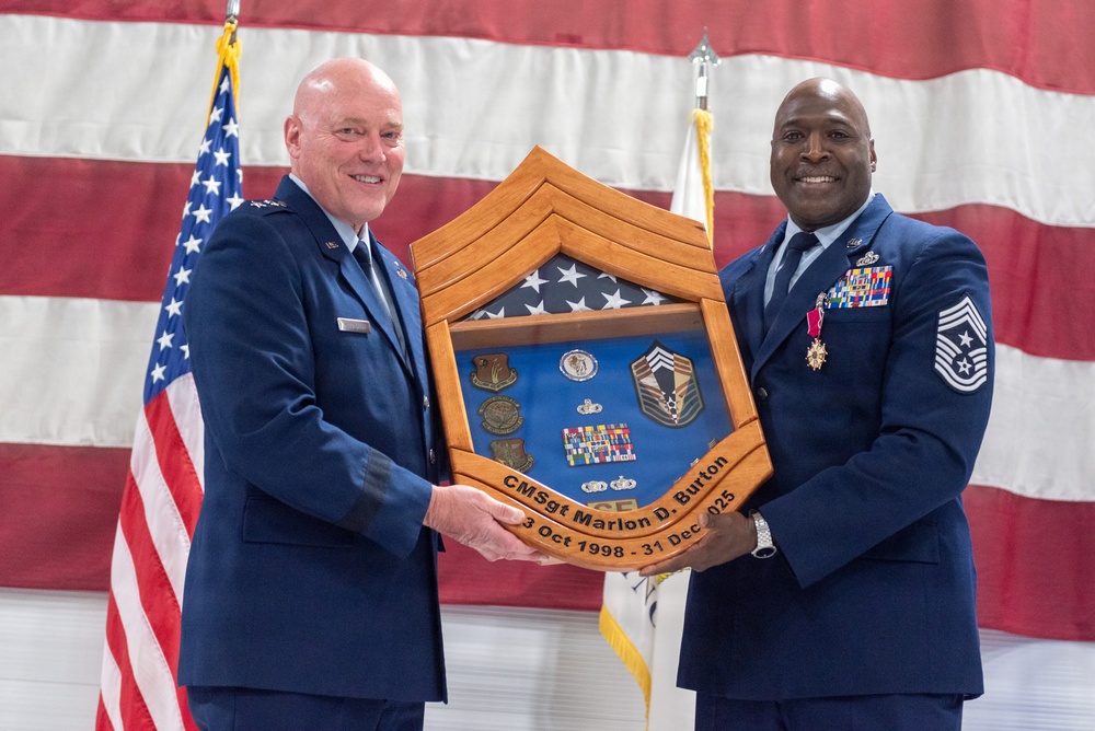 Chief Master Sgt. Marlon Burton retirement ceremony May 3, 2026
