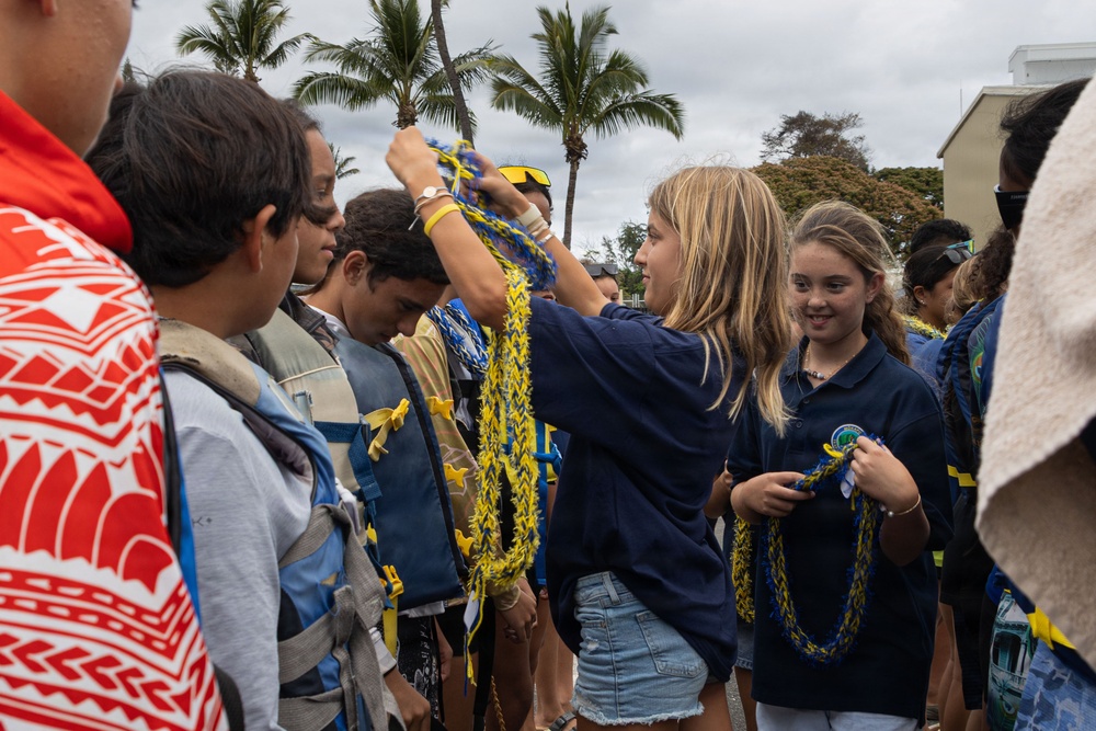 Students with the Kānehūnāmoku Voyaging Academy visit MCBH
