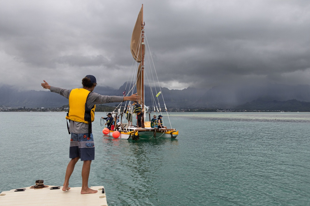 Students with the Kānehūnāmoku Voyaging Academy visit MCBH