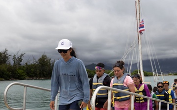 Students with the Kānehūnāmoku Voyaging Academy visit MCBH