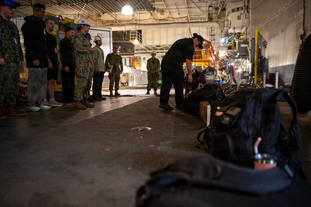 USS John C Stennis (CVN 74) holds K-9 Bag inspections
