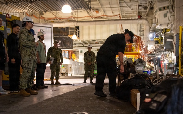USS John C Stennis (CVN 74) holds K-9 Bag inspections
