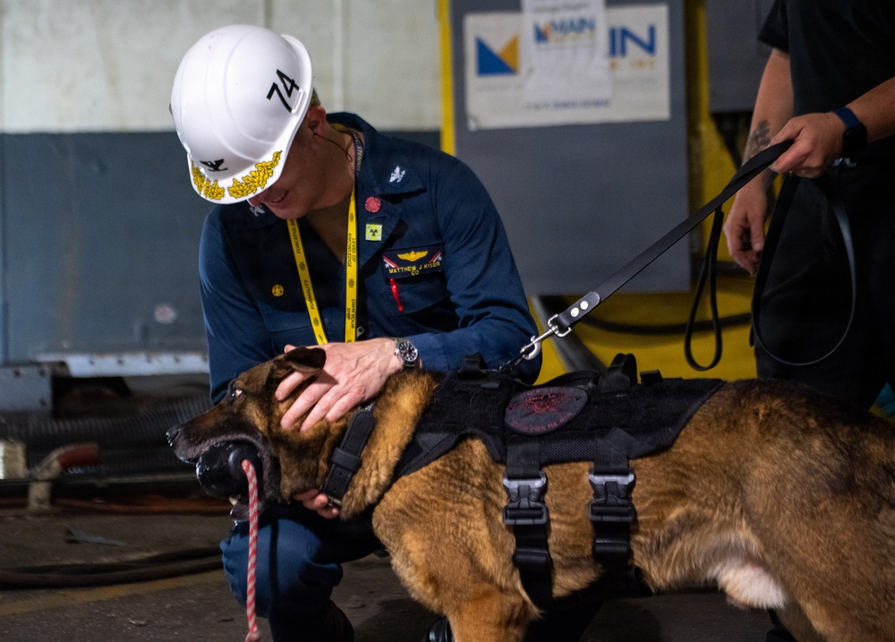 USS John C Stennis (CVN 74) holds K-9 Bag inspections