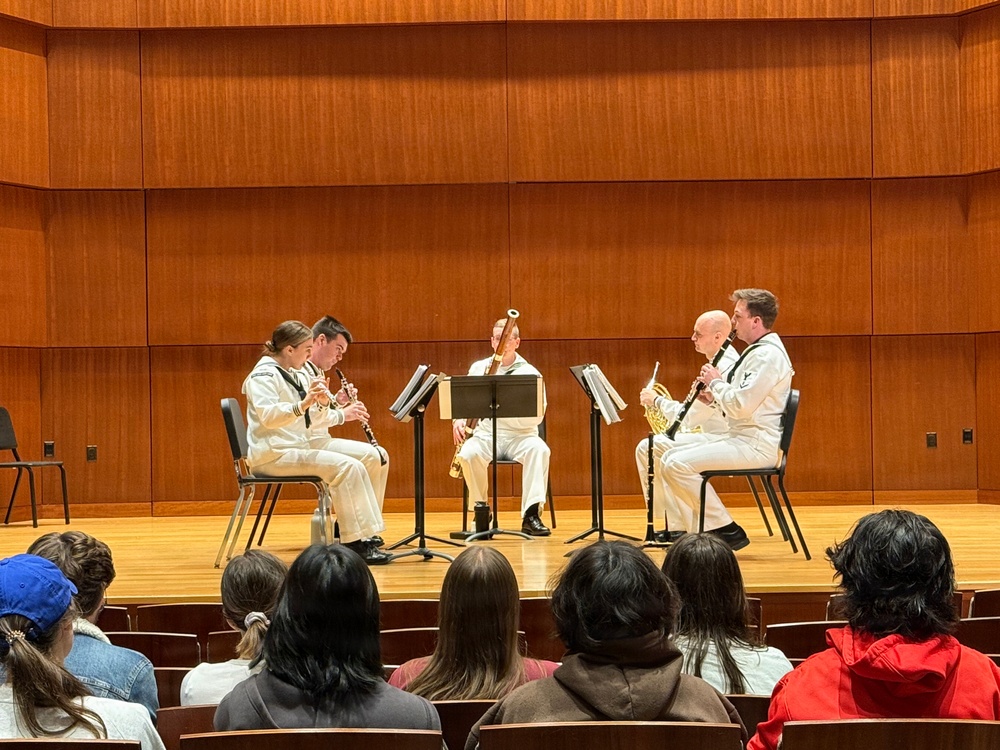 Navy Band Great Lakes sailors pay a visit to the University of Kansas
