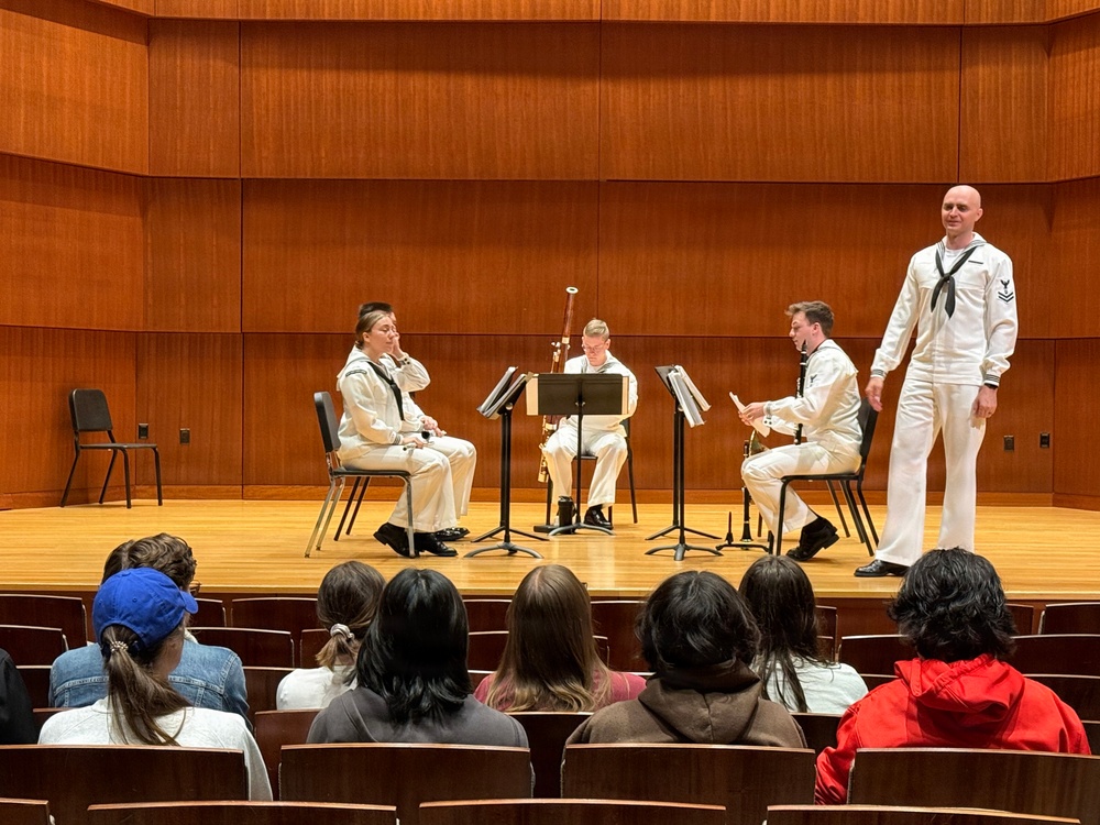 Navy Band Great Lakes sailors pay a visit to the University of Kansas
