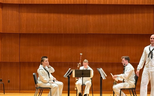 Navy Band Great Lakes sailors pay a visit to the University of Kansas
