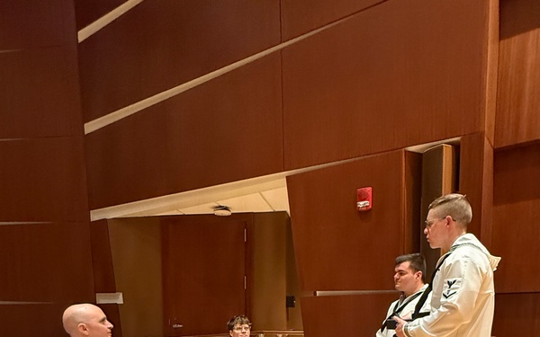 Navy Band Great Lakes sailors pay a visit to the University of Kansas
