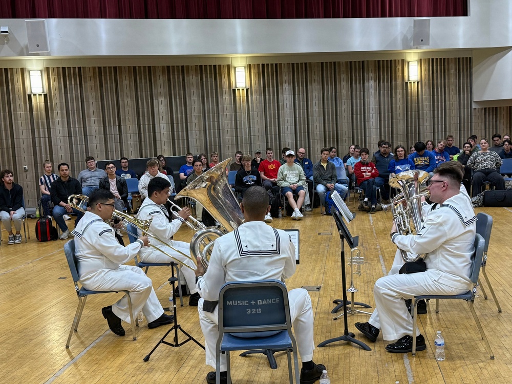 Navy Band Great Lakes sailors pay a visit to the University of Kansas