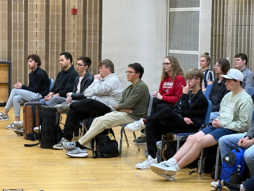 Navy Band Great Lakes sailors pay a visit to the University of Kansas