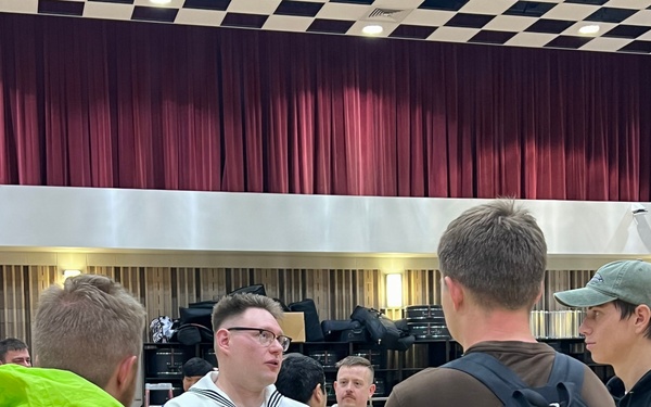 Navy Band Great Lakes sailors pay a visit to the University of Kansas