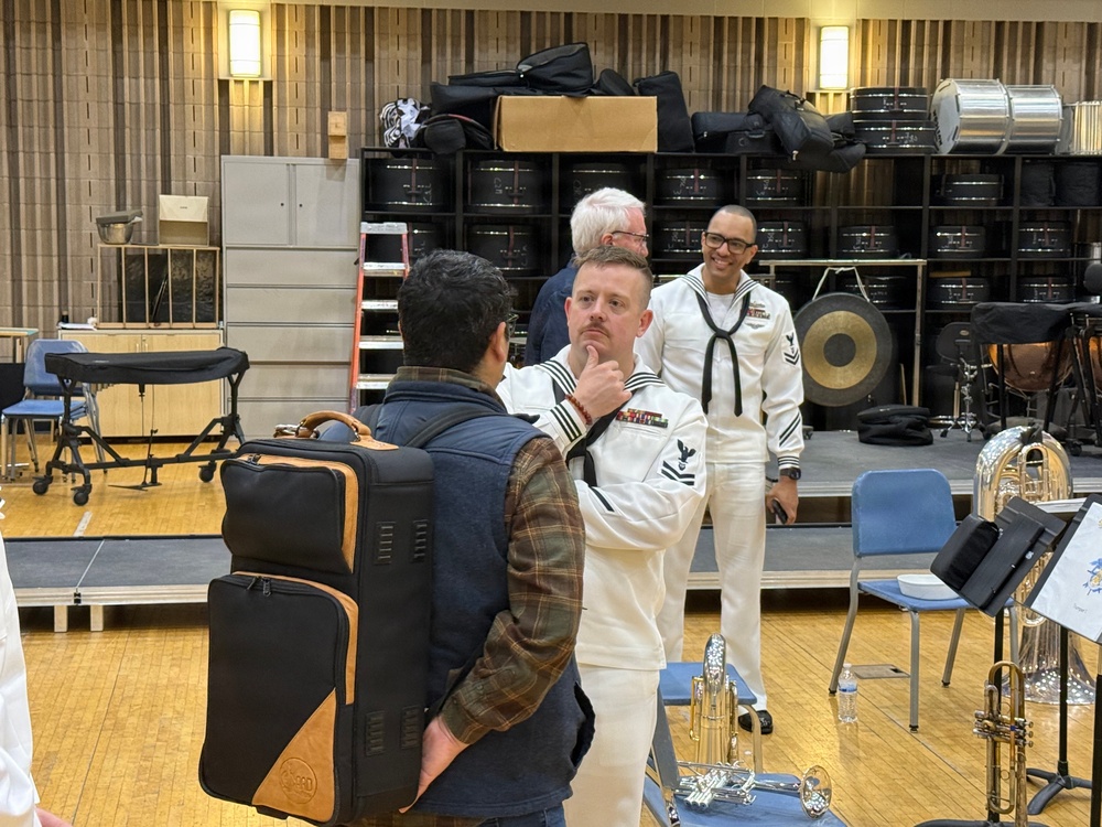 Navy Band Great Lakes sailors pay a visit to the University of Kansas