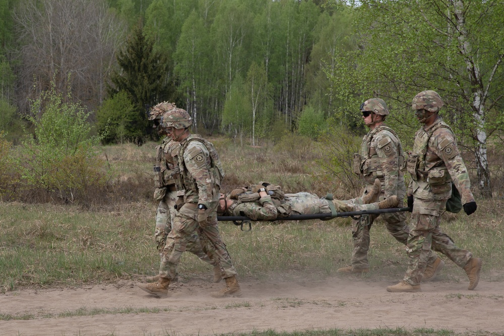 U.S. Soldiers from the 1st Squadron, 2nd Cavalry Regiment conduct medical evacuation training
