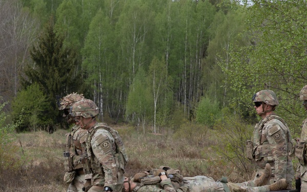 U.S. Soldiers from the 1st Squadron, 2nd Cavalry Regiment conduct medical evacuation training