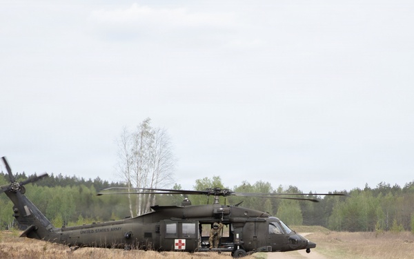 U.S. Soldiers from the 1st Squadron, 2nd Cavalry Regiment conduct medical evacuation training
