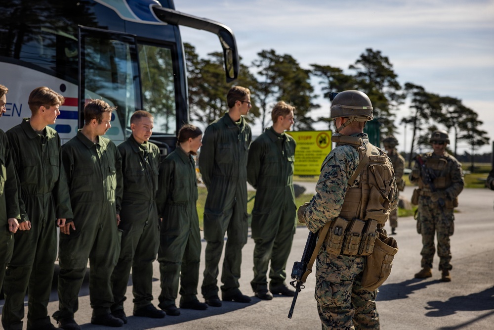 U.S. Marines conduct evacuation control center training in Sweden