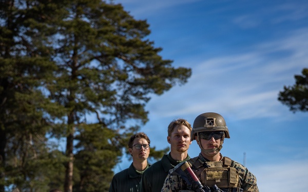 U.S. Marines conduct evacuation control center training in Sweden