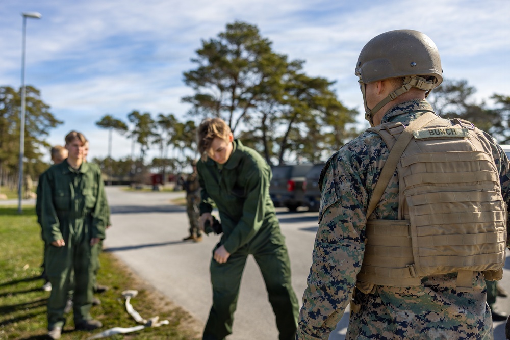 U.S. Marines conduct evacuation control center training in Sweden