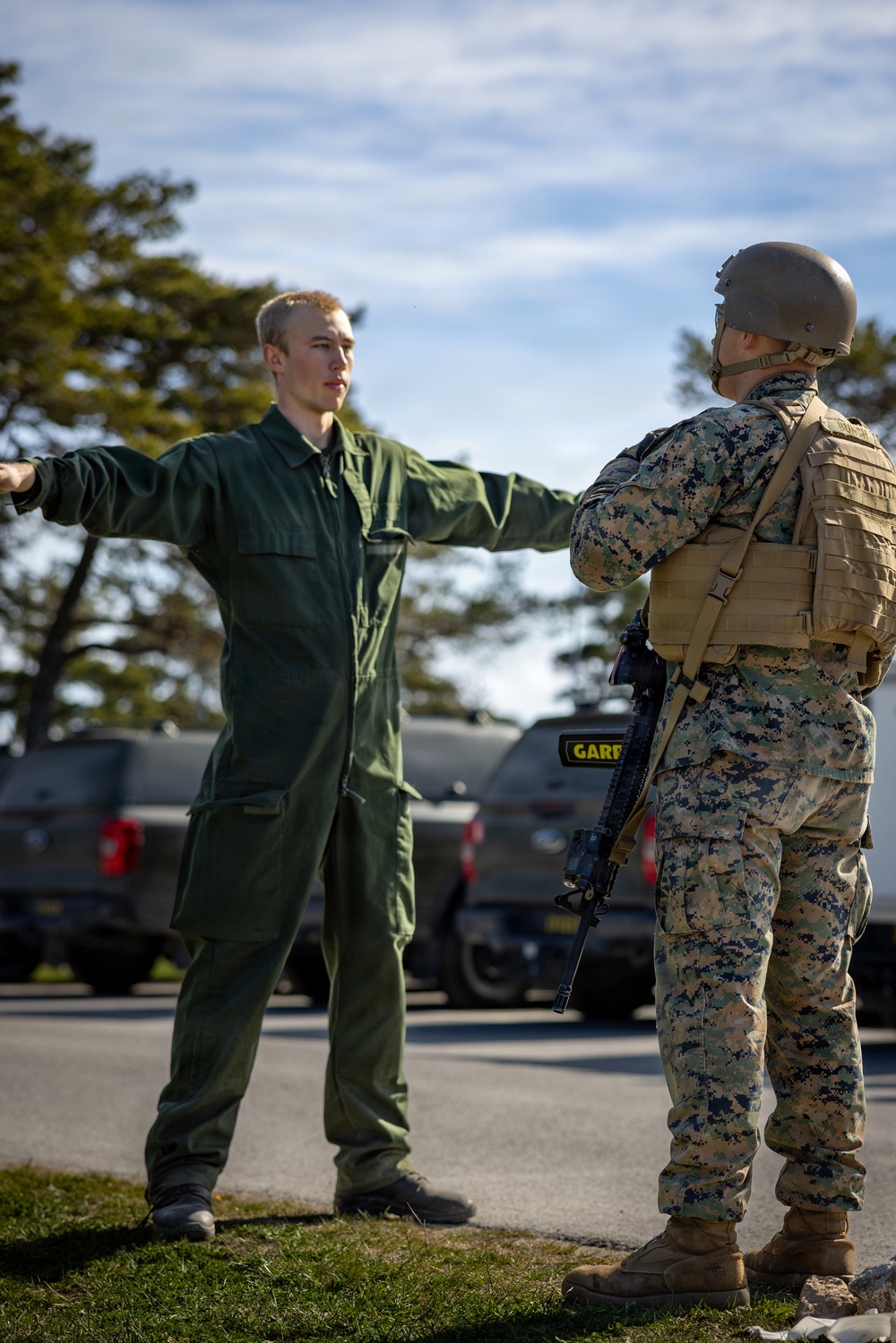 U.S. Marines conduct evacuation control center training in Sweden