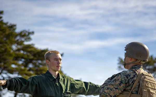 U.S. Marines conduct evacuation control center training in Sweden