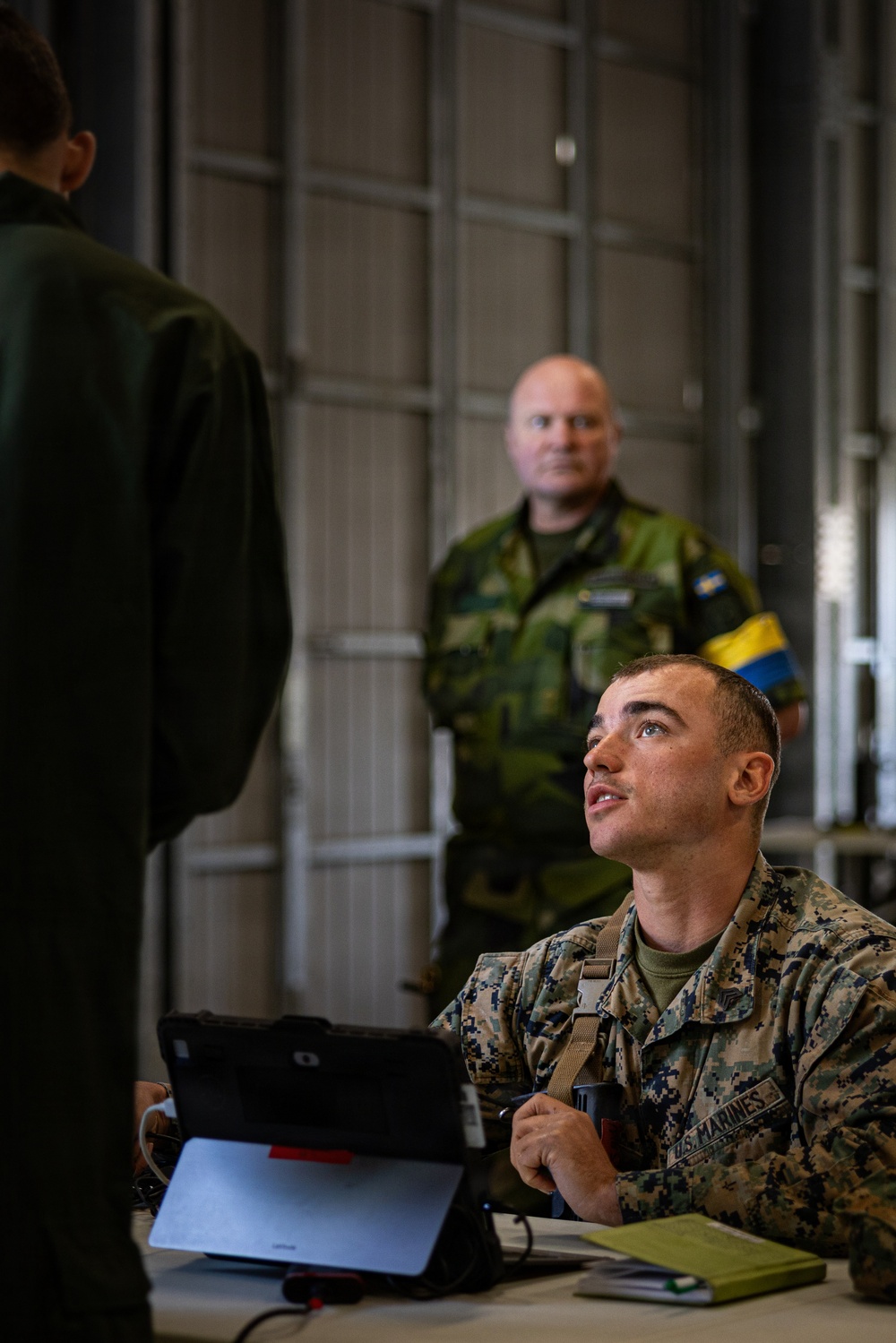 U.S. Marines conduct evacuation control center training in Sweden