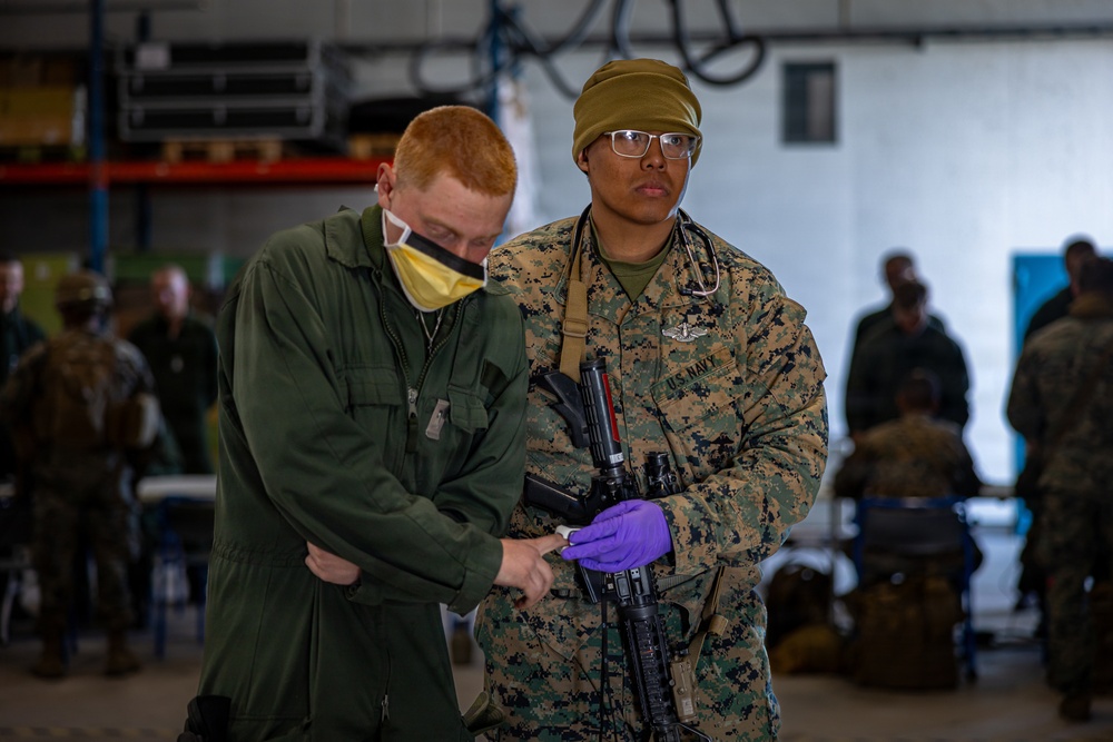 U.S. Marines conduct evacuation control center training in Sweden