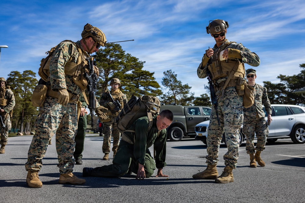U.S. Marines conduct evacuation control center training in Sweden