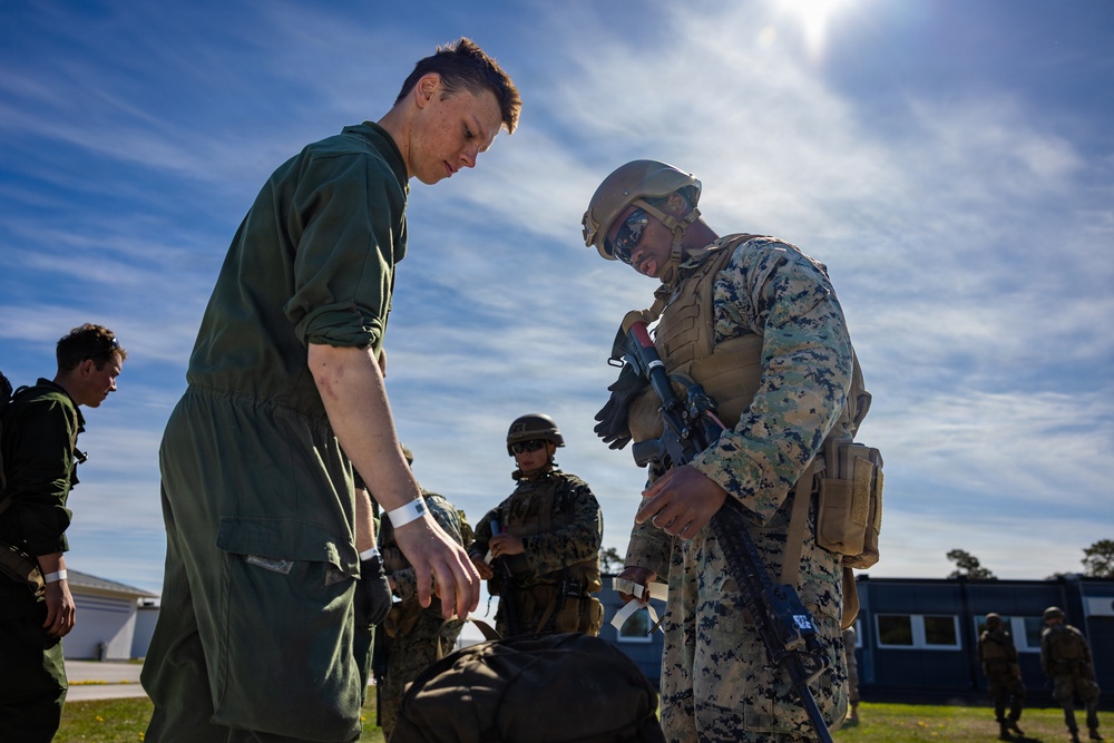 U.S. Marines conduct evacuation control center training in Sweden