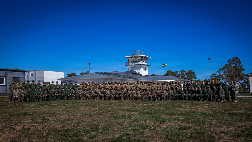 U.S. Marines conduct evacuation control center training in Sweden