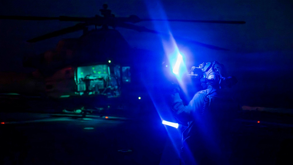 USS Tripoli Conducts Night Flight Ops