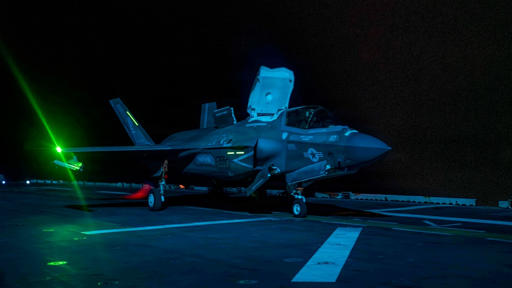 USS Tripoli Conducts Night Flight Ops